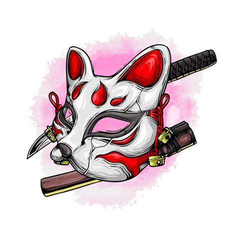 premium vector colorful fox mask illustration
