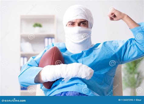 The Injured American Football Player Recovering in Hospital Stock Image ...