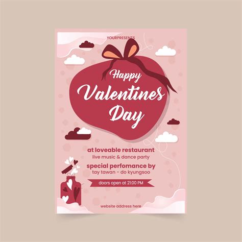 Happy Valentine S Day Posters Vector Elegant Template Of A Poster For