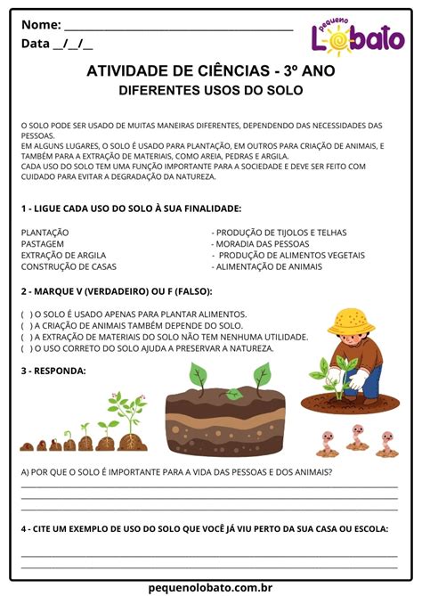 Atividades de Ciências 3º Ano - Características e Usos do Solo