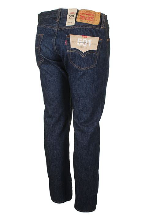 Levis Mens 501 Original Shrink To Fit Denim Button Fly Classic Rise