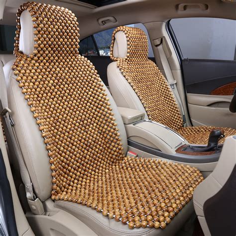 KENNISI Wooden Beaded Car Seat Covers With Headrest 18mm Large Olive