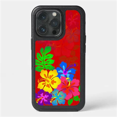 Hawaiian Flowers Hibiscus Leaves Red Otterbox Iphone Case Zazzle