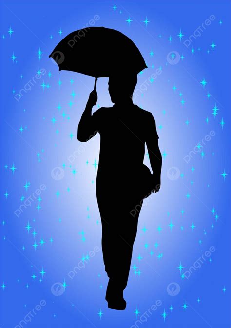 Silhouette Of Man With Umbrella Standing Rain Young Vector, Standing, Rain, Young PNG and Vector ...