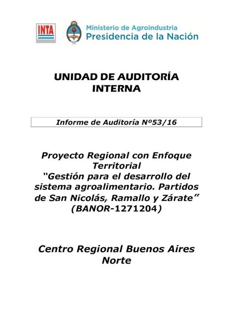 Pdf Unidad De Auditor A Interna Informe De Auditoria N