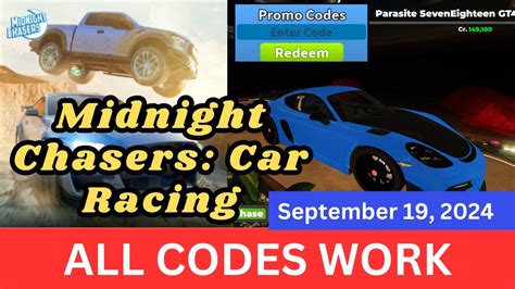 All Codes Work Midnight Chasers Car Racing ROBLOX September 19 2024