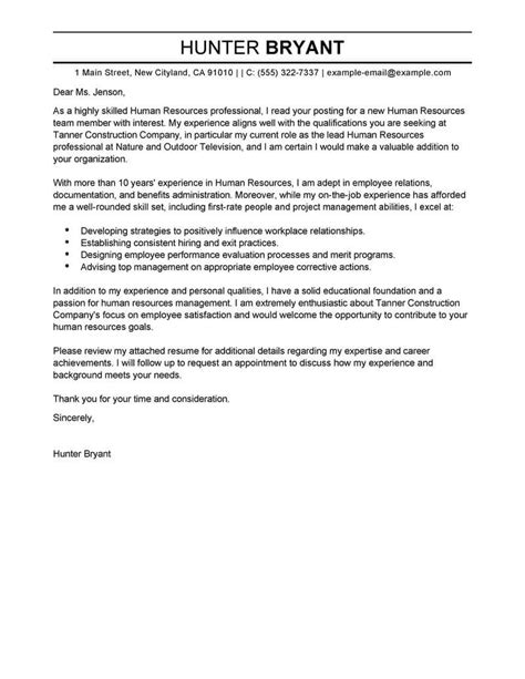 Best Human Resources Cover Letter Samples LiveCareer