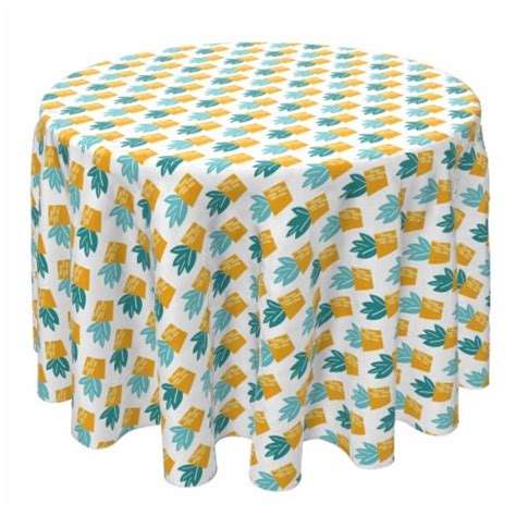 Round Tablecloth, 100% Cotton, 60 Round , Trendy Succulents, 60 Round ...