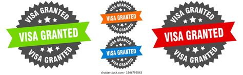 Visa Granted Sign Round Ribbon Label Stock Vector Royalty Free