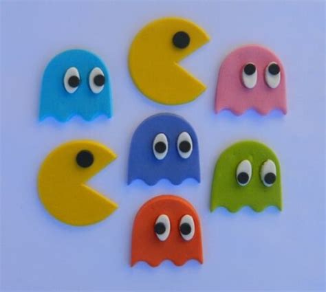 12 Edible PACMAN Retro GAME Cake CUPCAKE TOPPER Decoration GHOST PAC