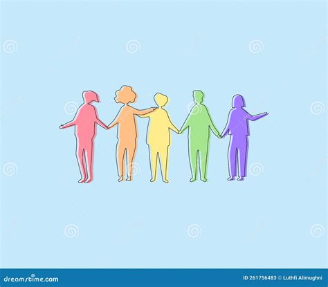 Diversity People Holding Hands Illustration Line Art Stock Vector Stock ...