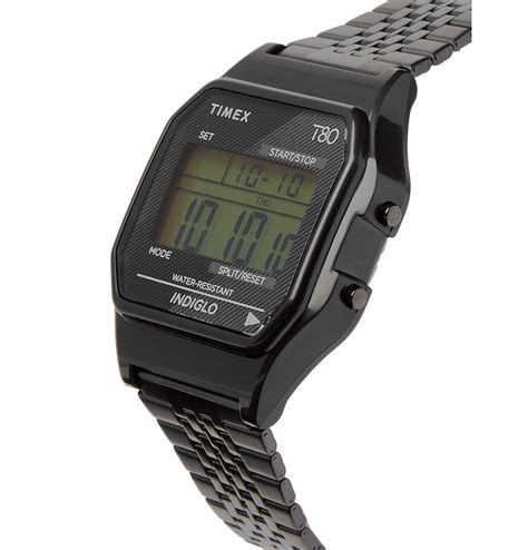 Timex T80 34mm Stainless Steel Digital Watch Black Timex