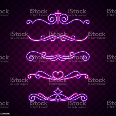 Ornamentdecoration Vintage Classic Retro Background Vector Purple Pink Neon Light Glow Sign