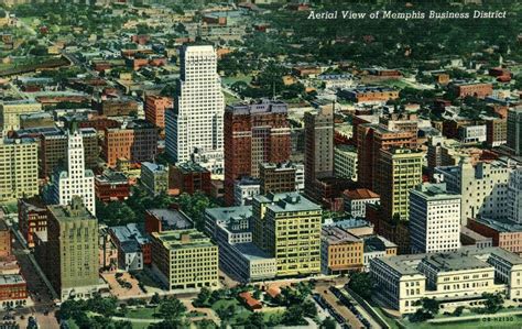 Linen Postcard Memphis Tennessee Aerial View Of Business Etsy