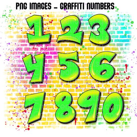 Graffiti Numbers Colorful Numbers Airbrush Numbers Etsy Graffiti