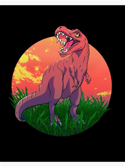 Póster Obra de arte original de Tyrannosaurus Rex Estilo anime de