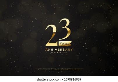 23 Anniversary Logo Gold Ribbon Template Stock Vector Royalty Free