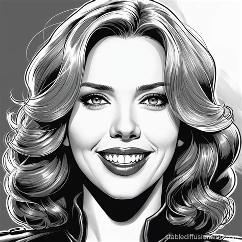 Scarlett Johansson As Black Widow In 1970s Grayscale Stable Diffusion