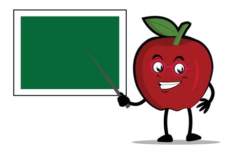 Apple Cartoon mascot or character as a teacher and teaching using a ...