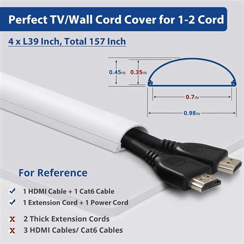 Zhiyo 13 12ft Wall Cord Concealer Tv Cord Hider For Wall Mounted Tv Self Adhesive Paintable Wire