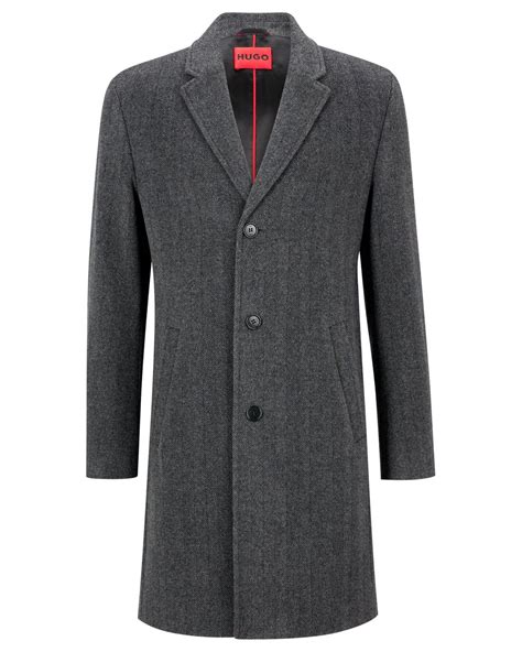 BOSS By HUGO BOSS Wool Blend Formal Coat With Ivory Nut Buttons In Grey