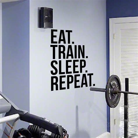 Gym Motivational Poster Eat Sleep Train Repeat Quote Wall Art Gym