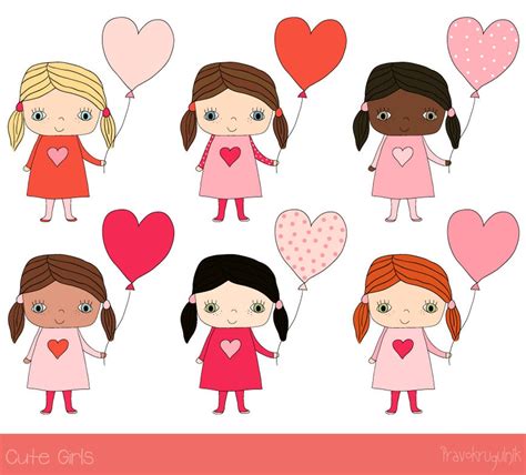 Cute Girl Clipart, Kawaii Girl Clip Art, Hand Drawn Children Clipart ...