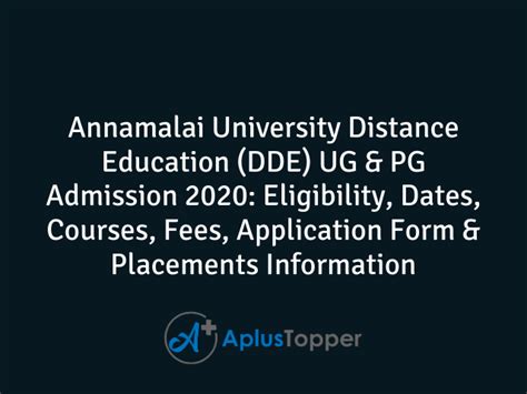 Annamalai University Distance Education Audde Admission