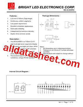 BD E305RD Datasheet PDF BRIGHT LED ELECTRONICS CORP