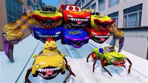 Lightning Mcqueen Vs Giant Monster Friends Epic Escape Mack Coffin