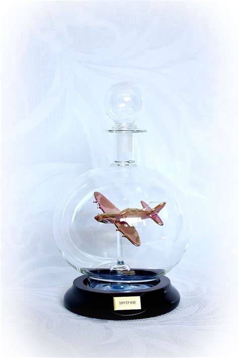 Nib Mayflower Glass Bottle Plane Airplane Spitfire Aircraft Model Decanter Models For Sale