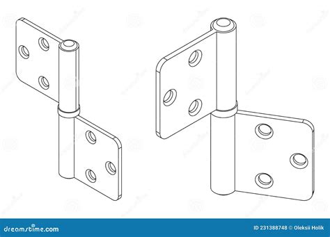 Vector Isometric Bi Fold Door Hinge Stock Vector Illustration Of