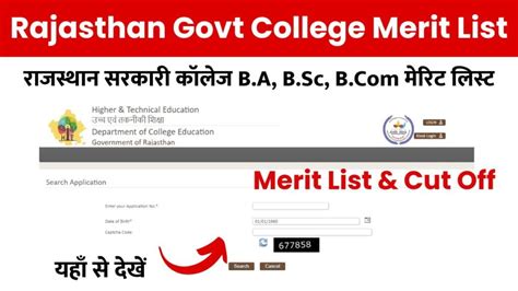 Rajasthan Govt College Merit List Ba Bsc Bcom