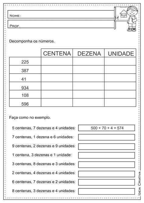 Atividades Unidade Dezena E Centena