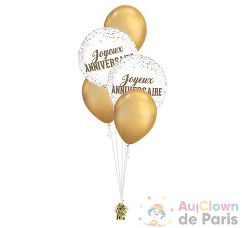 Bouquet Ballon Anniversaire Dots Gold Chrome Au Clown De Paris