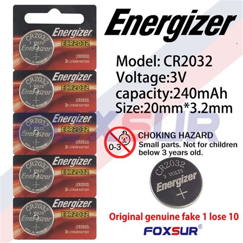 Energizer 5pcs 3v CR2032 CR 2032 Lithium Batteries Watch Pilas Button