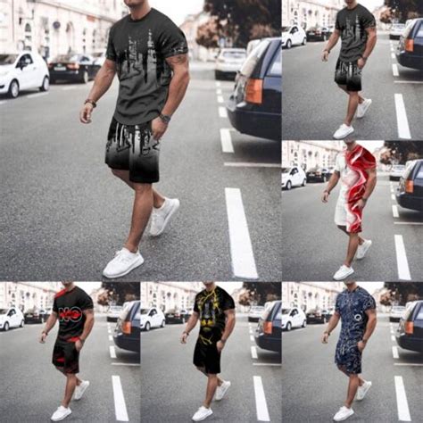 Trendy Mens 2 Piece Set Short Sleeve T Shirt And Shorts For A Casual