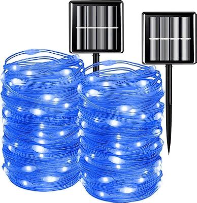 Jmexsuss Pack Blue Solar Christmas Lights Ft Led Solar String