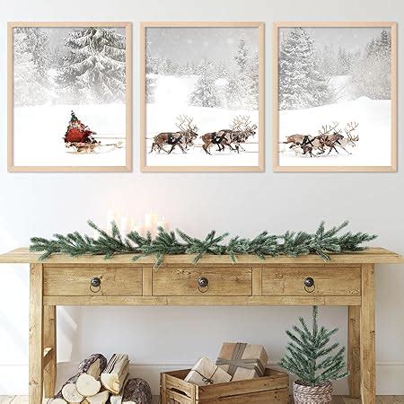 Amazon Anydesign Pcs Christmas Wall Art Prints X In Santa