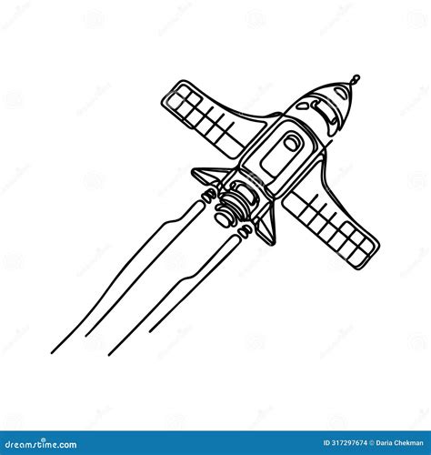 One Continuous Line Drawing Of Spacecraft Vector Illustration Stock