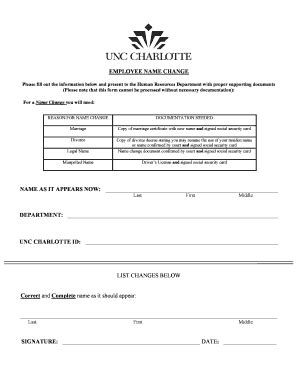 Fillable Online Hr Uncc Please Fill Out The Information Below And