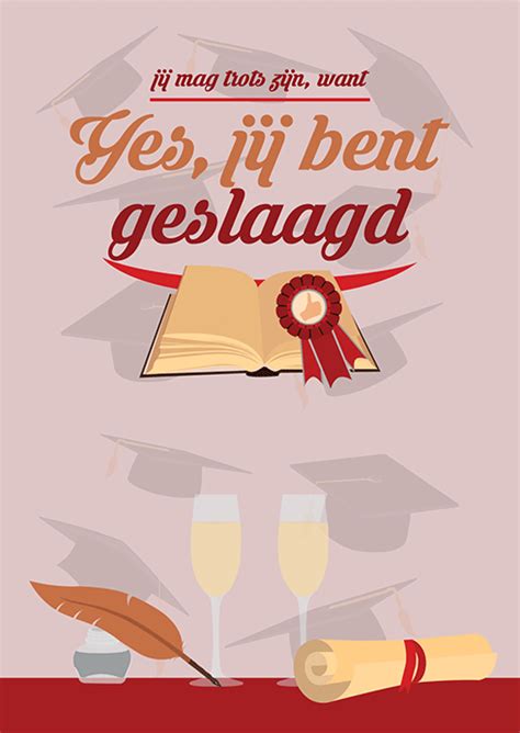 Freshy Wenskaart Geslaagd Diploma Gefeliciteerd Champagne Kaart