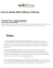 How To Enable Mac Address Filtering Steps With Pictures Pdf How To