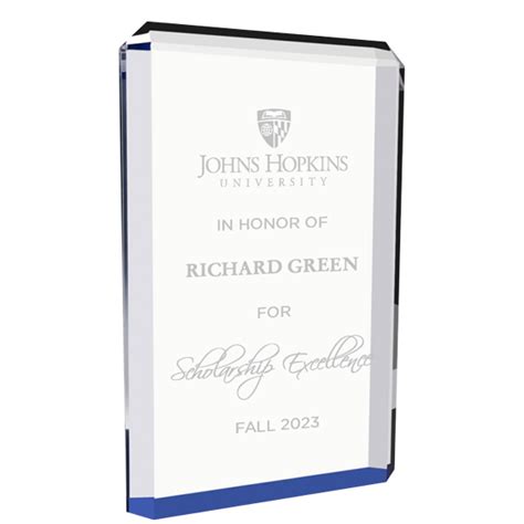 Oblique Blue Acrylic Award Engraved Rectangle Acrylic Trophy