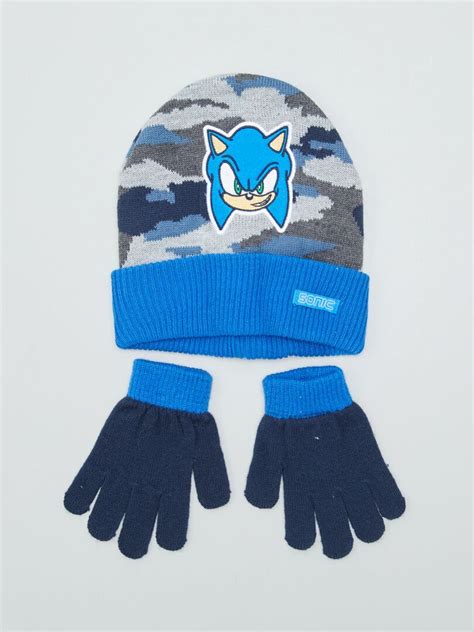 Ensemble bonnet gants Sonic 2 pièces bleu Kiabi 9 00