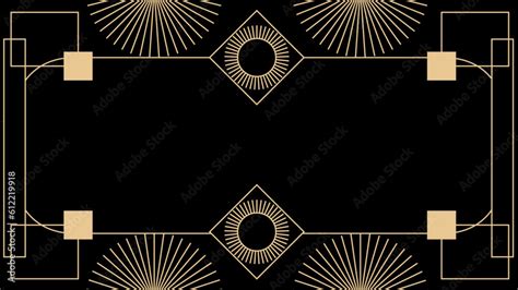 Gold Art Deco Panels On Dark Black Background Vintage Antique Palette