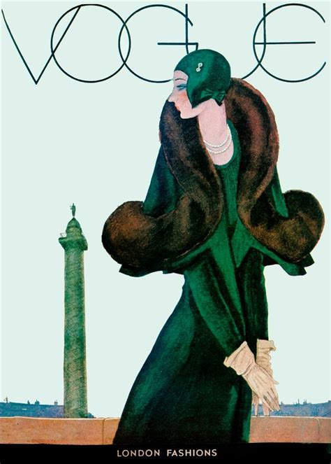 Vintage Poster Vogue Art Deco Green Coat Emerald Green Fashion