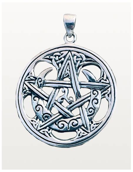 Collier Pendentif Pentagramme Triskele Lune En Argent