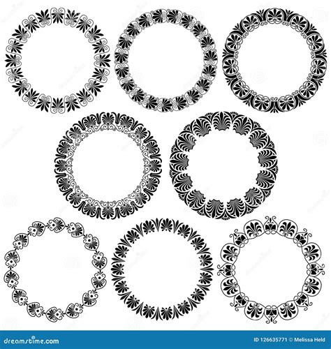 Greek Ornamental Black Circle Frames Stock Illustration Illustration