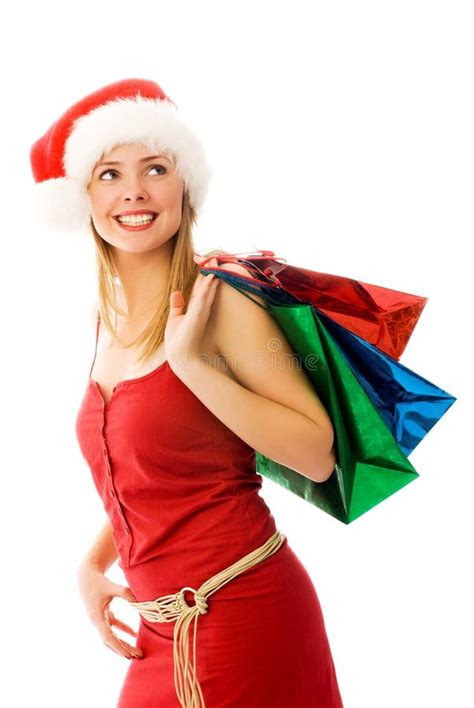 Menina Bonita Que Escolhe Presentes De Natal Imagem De Stock Imagem